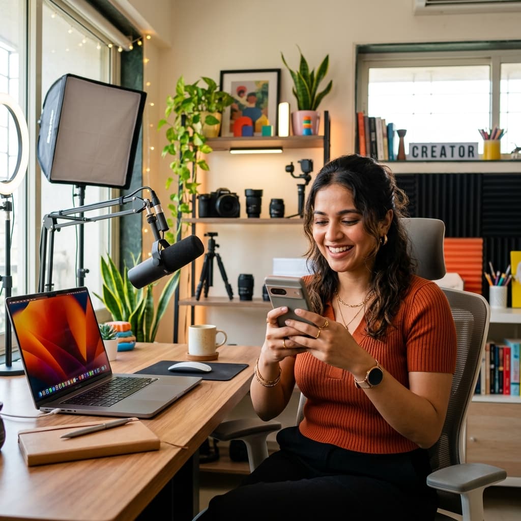 Creator using Aamdhani app to manage finances